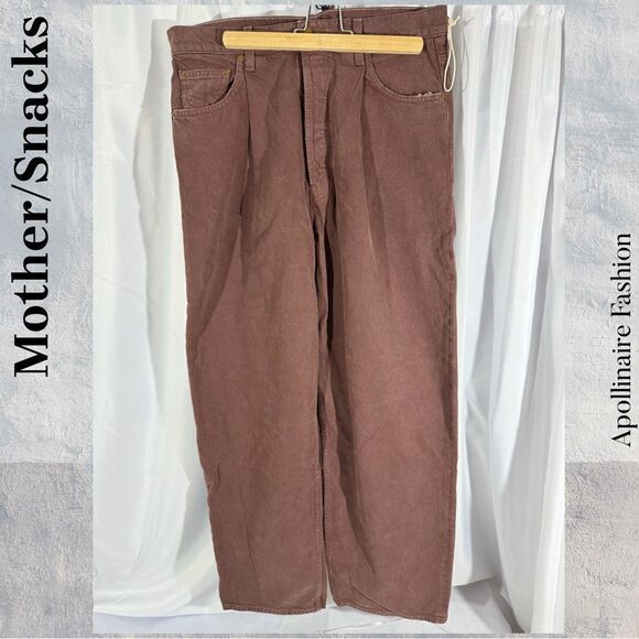 MOTHER Snacks Pleated Fun Dip Puddle French Toast Brown Size 30 - Picture 4 of 6